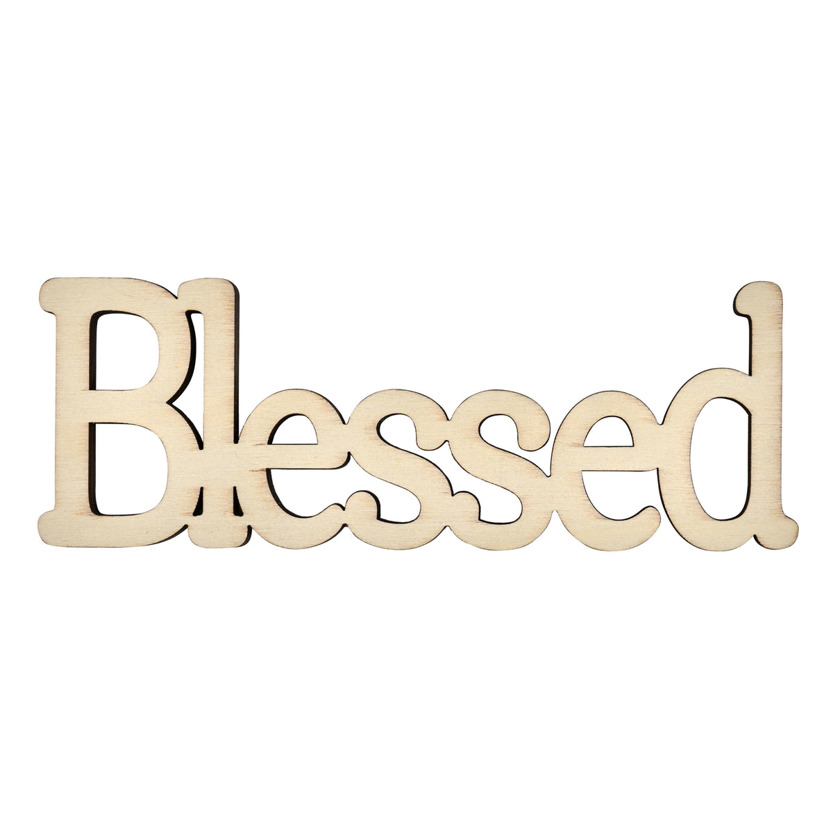 (3 pack) Plaid Unpainted Wood Surfaces, Blessed, 7"