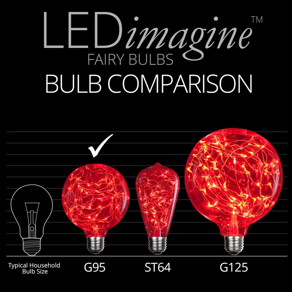 LEDimagine G80 Fairy Light Bulb, 50 Multicolor Color Changing LED Diodes Inside, Clear Glass Finish, E26 Base