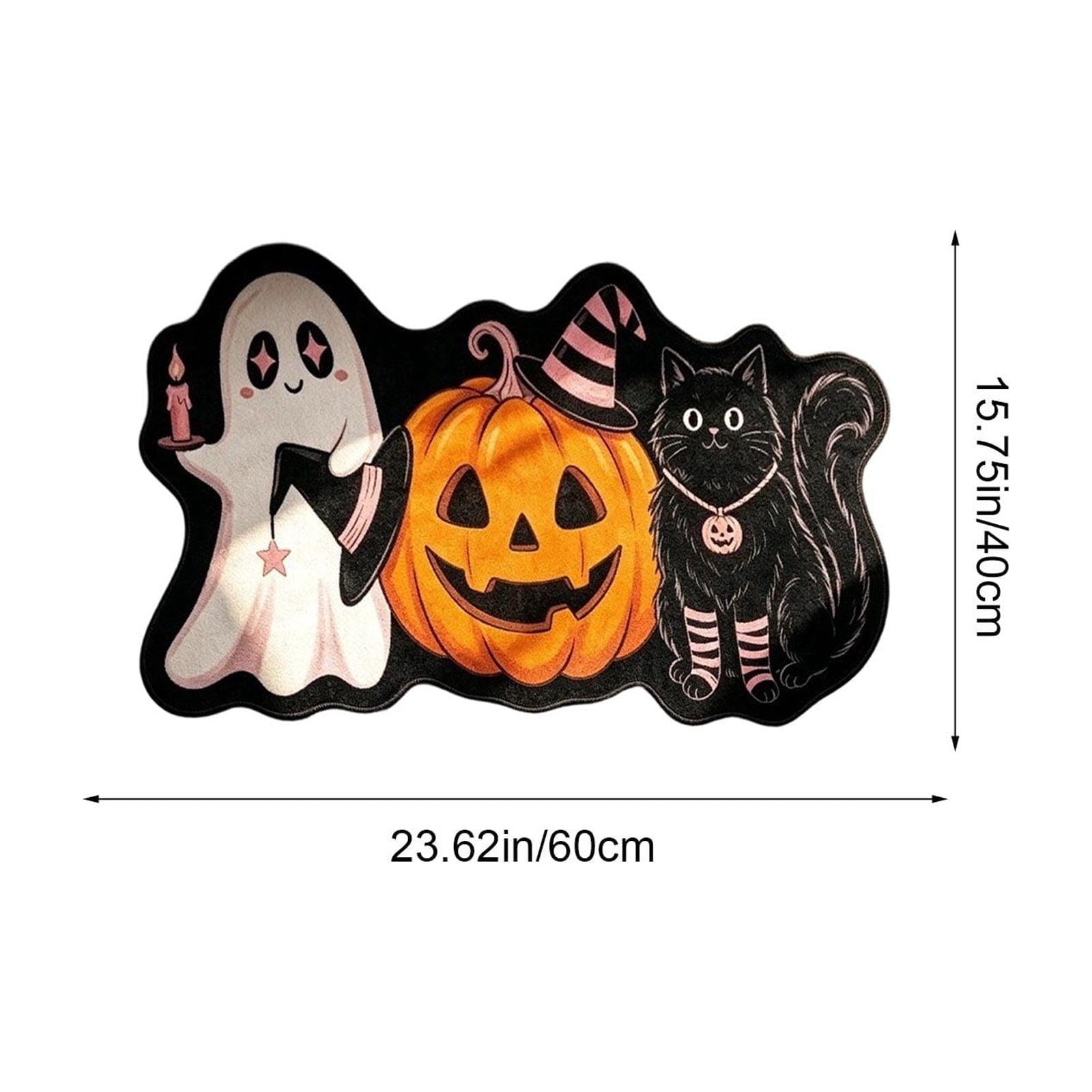 Halloween Doormat Ghost Bath Mat 23.6x15.7in Secure-Grip Absorbent Soft Faux Fur Rug for Bathroom Bedroom Living Room Decor by OVFUIZ