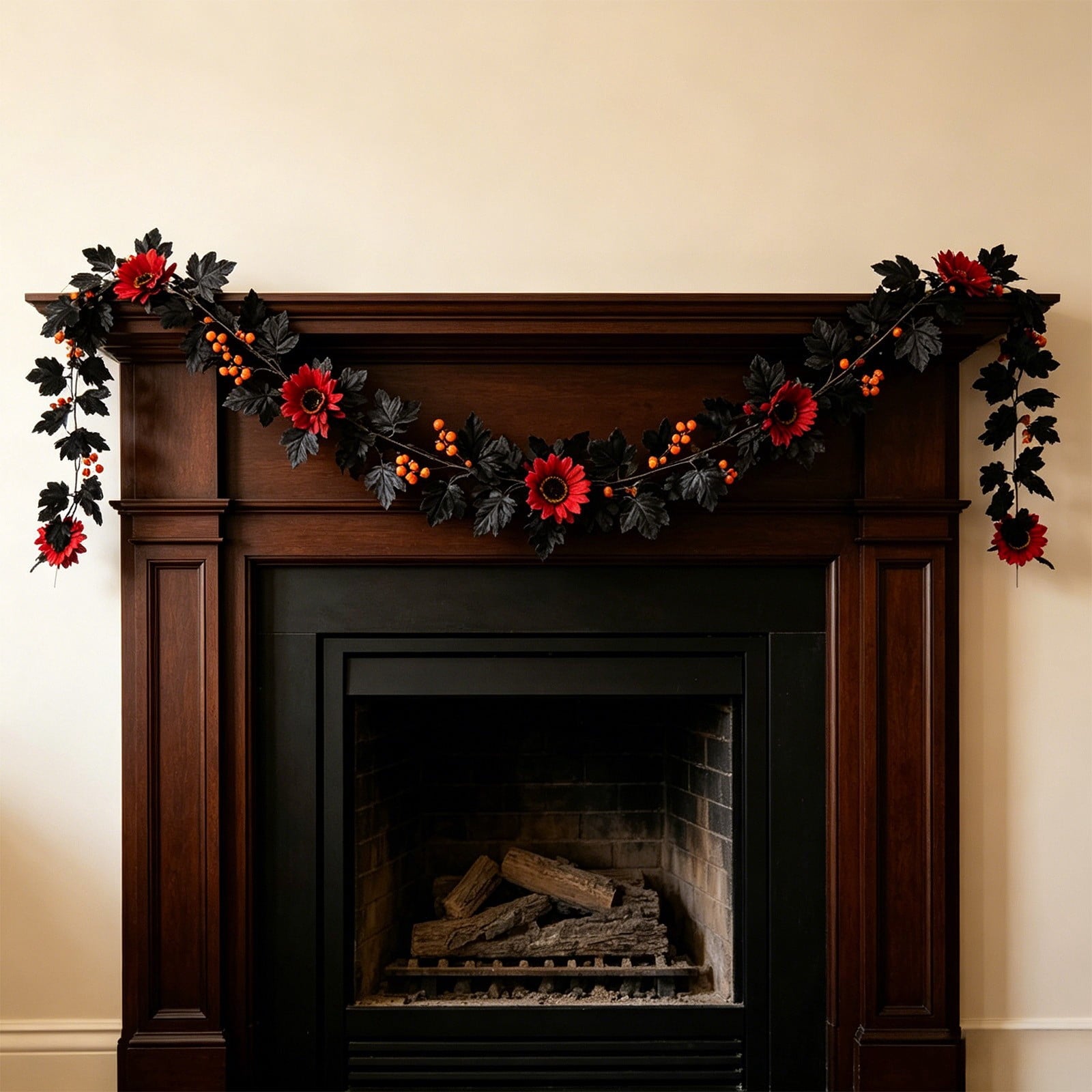 WKSCLPAI Halloween Maple Leaf Garland, Fall Vine Wreaths for Autumn Festivities Decor,Seasonal Garlands for Home,Halloween & Fall Decorations