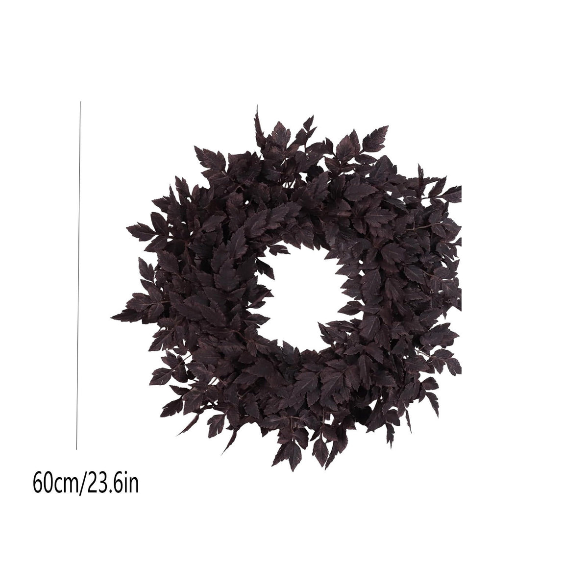 KOYPTL 24'' Artificial Forsythia Wreath Spring Summer Fall Winter Wreaths for Front Door Silk Leaves Wreath for Halloween Decorations Porch Wall Window Indoor Outdoor Home Decor (Black)