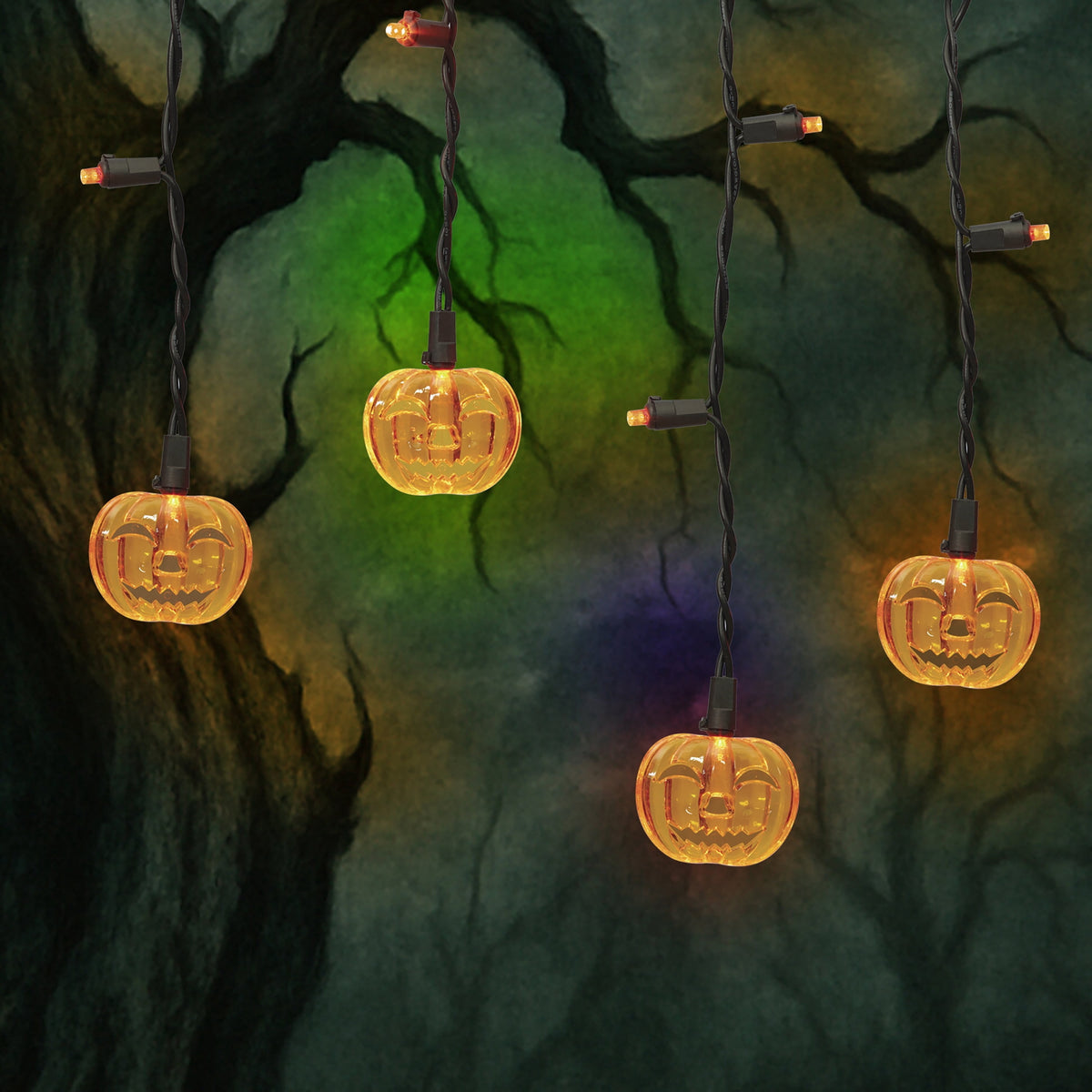 Indoor/Outdoor 30-Count LED Pumpkin Icicle Lights, Orange, 6', Halloween by Way To Celebrate