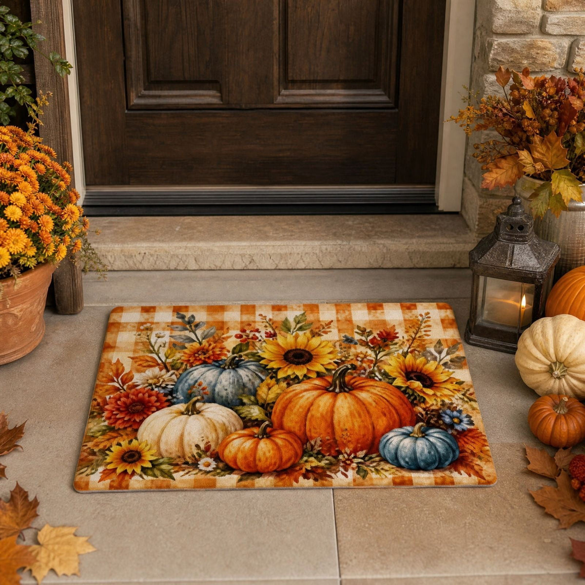 Autumn Door Mat for Entryway, 16x24 Inch, Fall-Themed Floor Doormat for Home Decor, Non-Slip Rug Mat for Living Room, Kitchen, Bedroom, Gifts for Fall Lovers (E)