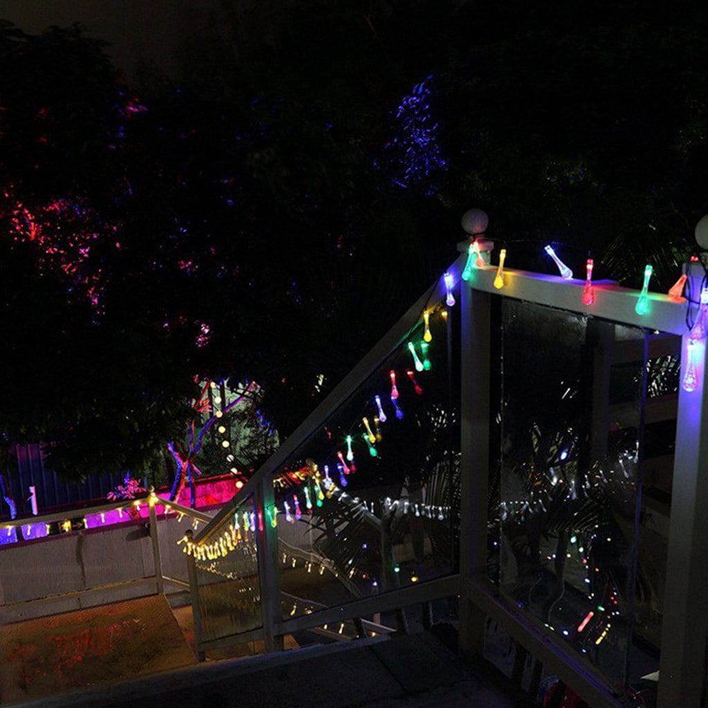Gcvizuso Christmas Lights, String Lights, Outdoor Garden Party 20 LED Teardrop Solar Garden Lantern String