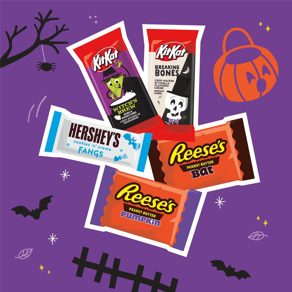 Hershey's, Kit Kat and Reese's Assorted, Halloween Candy Variety Bag, 17.28 oz (30 Pieces)
