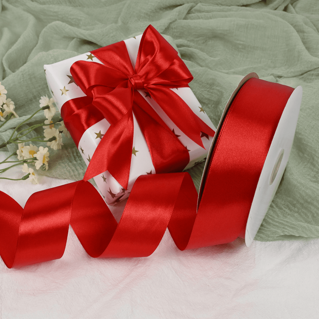 THEGLY 1.5 inch x 100 Yard Red Satin Ribbon Perfect for Gift Wrapping, Crafts, Christmas, Hair Styling, Invitation Decor & More