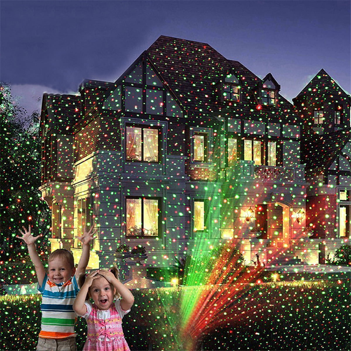 Christmas Projector Lights Outdoor, Waterproof Christmas Laser Lights Landscape Spotlight Decorative Stage Lights with Red and Green Lights for Party Garden Patio Wall Ceiling Floor