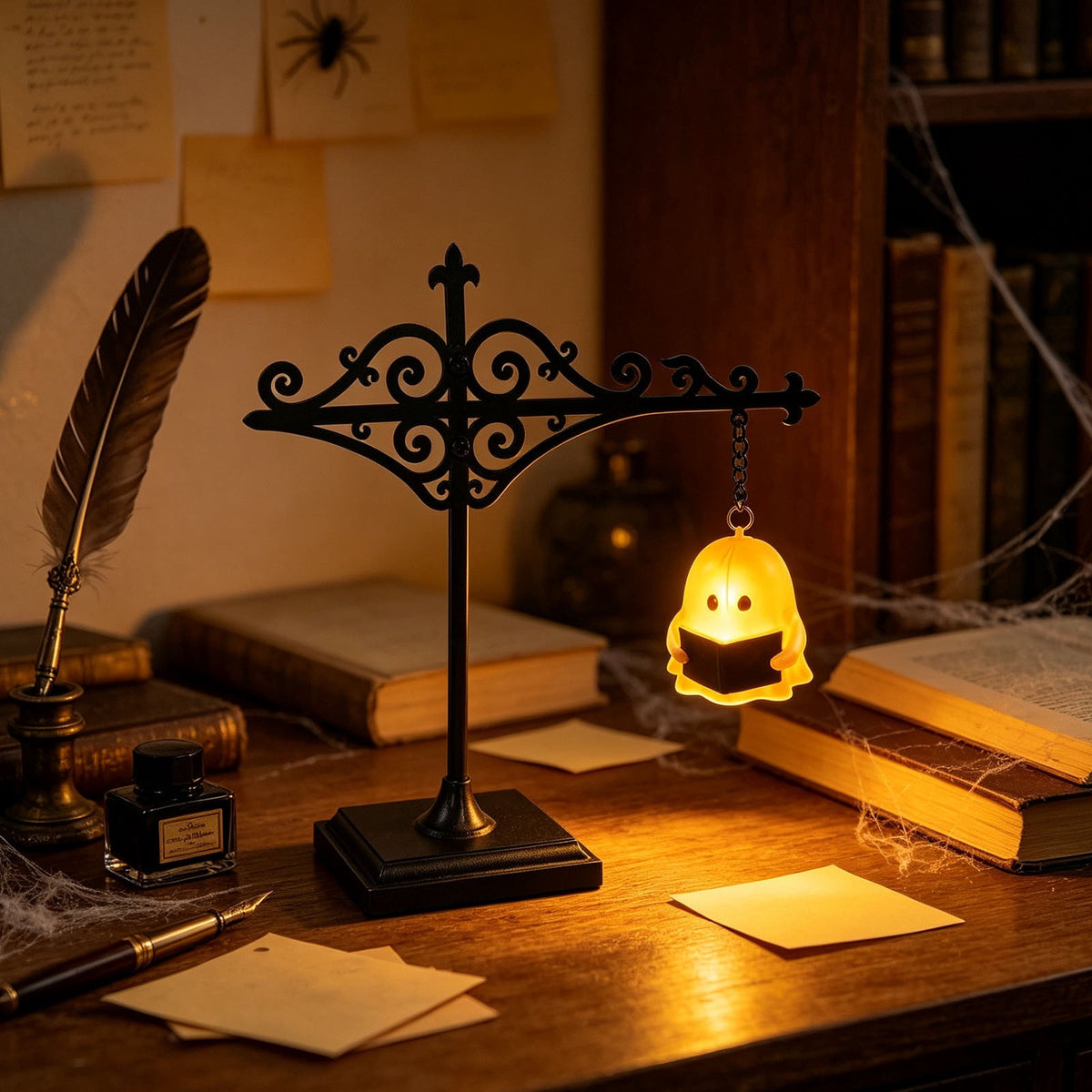 Nkmbld Halloween Bookshelf Lamp, Vintage Library Lantern Decorative Bookshelf Lighting, Hanging Ghost Lantern Book Shelf Light, Halloween Decorations Indoor