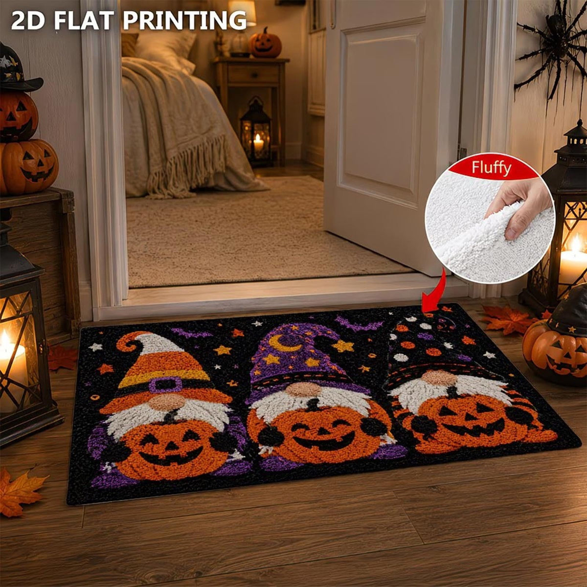 Halloween Decor Black Cat Doormat 15.75x23.62 Inch Fall Pumpkin Moon Design Non Slip Indoor Entrance Rug for Home Entryway Decor