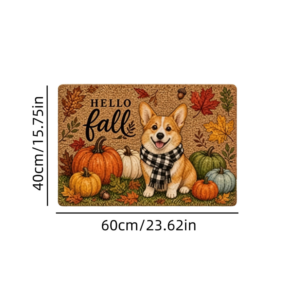 syligr Halloween Thanksgiving Doormat with Maple Leaf & Pumpkin Patterns - Non-Slip Floor Mat for Entryway, Kitchen, Porch, Fall Harvest Decor Rug with Anti-Fatigue Backing, Gift for Thanksgiving