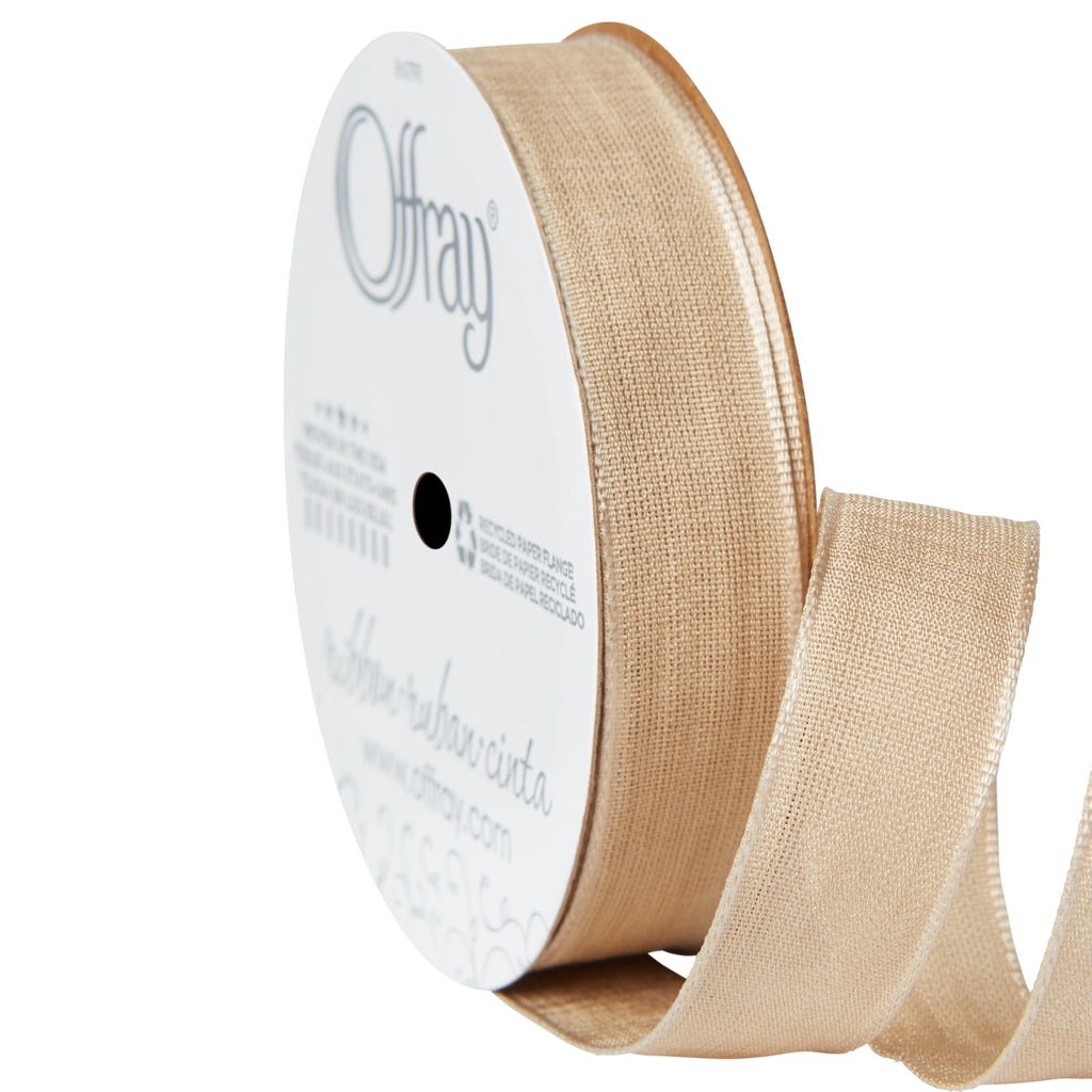 (3 pack) Offray Ribbon, Oatmeal Brown 5/8 inch Woven Ribbon, 12 feet