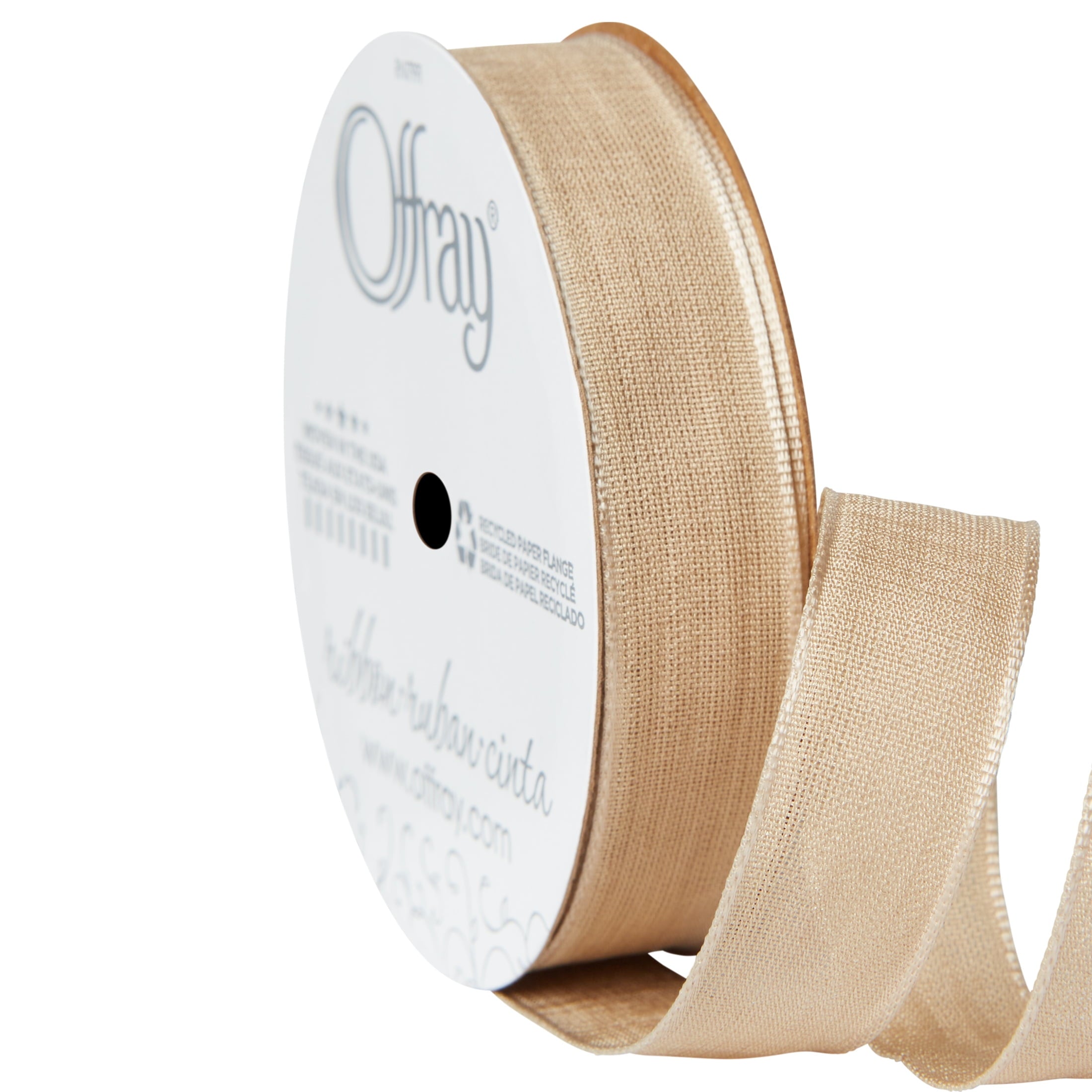 (3 pack) Offray Ribbon, Oatmeal Brown 5/8 inch Woven Ribbon, 12 feet