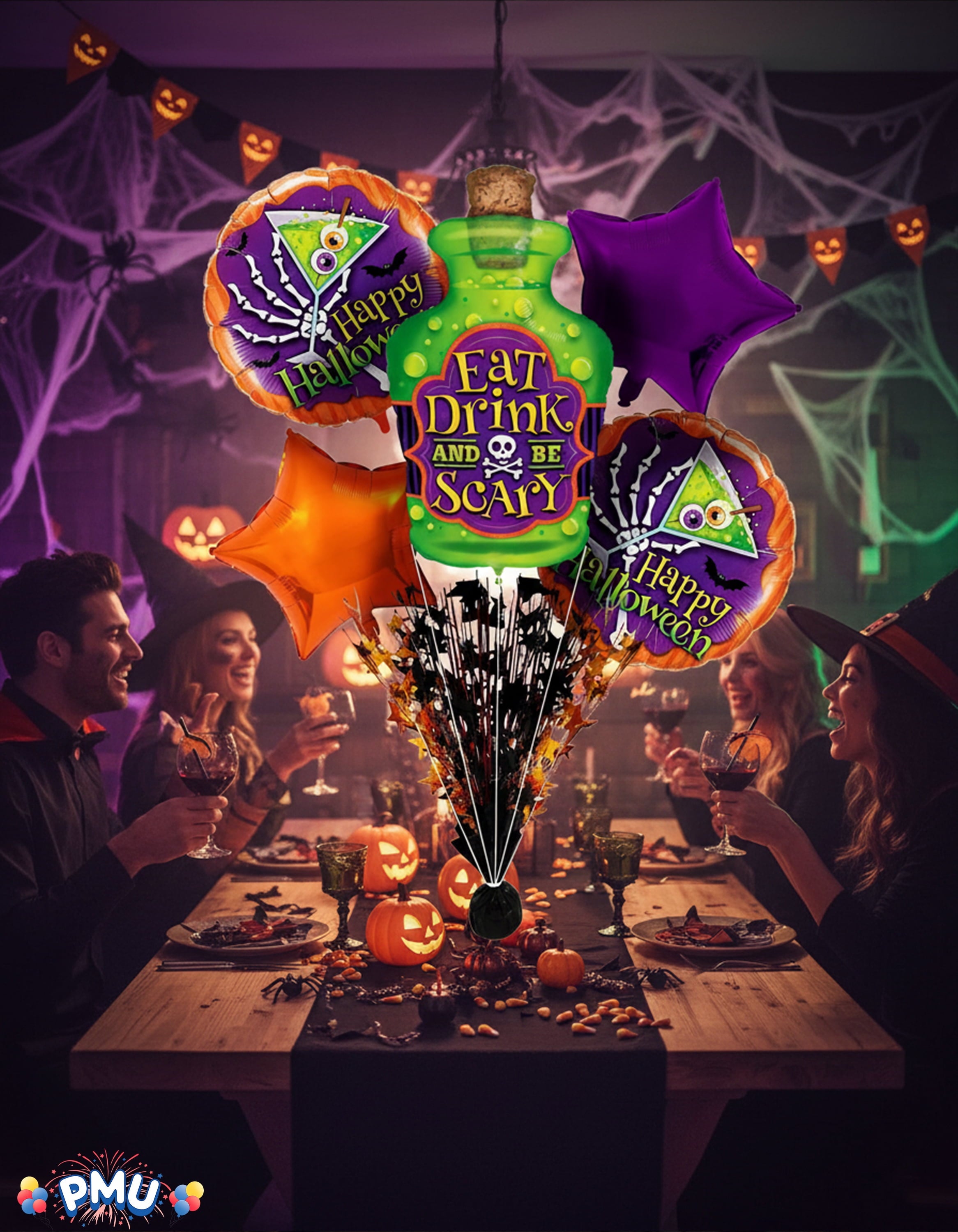 PMU Halloween Flying Ghost 24 Inch Mylar-Foil Balloon (10/pkg) Pkg/1