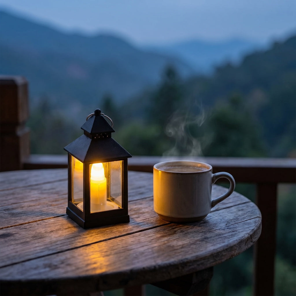 Djiypn Mini Lanterns 2Pack LED Small Lanterns Decorative Indoor Outdoor Hanging Lantern Decorative Candle Light Farmhouse Decor for Weddings Western Camping Party Halloween Christmas Decorations
