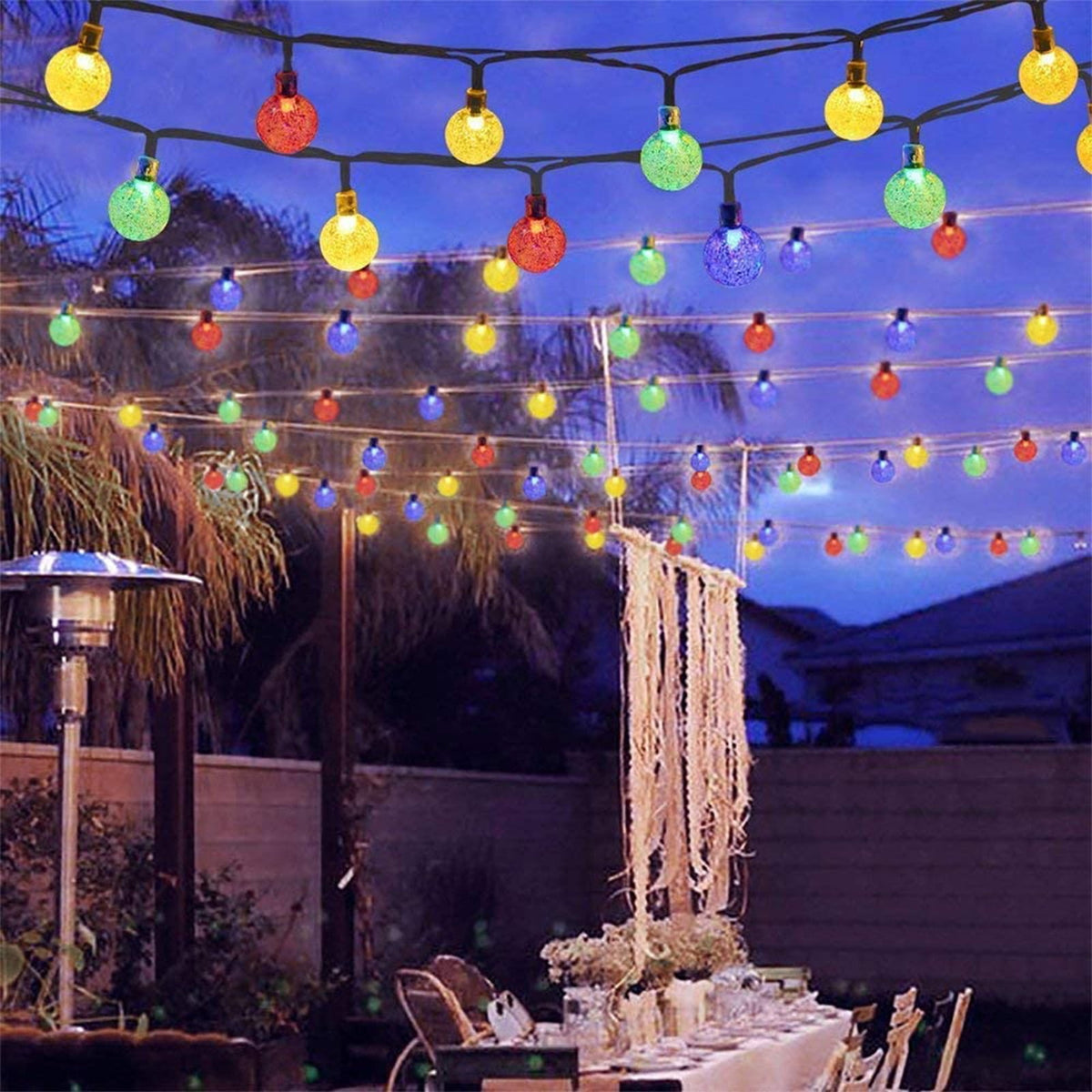 Toodour Solar String Lights Outdoor, 35.6ft 60 LED Waterproof Solar Powered Globe Patio Lights with 8 Modes for Garden Home Gazebo Yard Decorations (Warm White)