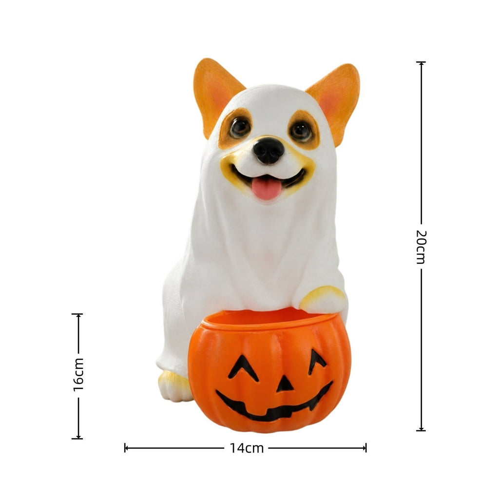 Diceymbol Halloween Pumpkin Snack Bowl Stand Collapsible Broomstick Candy Tray for Cupcakes & Desserts, Resin Serving Platter with Ceramic Pumpkin Bowls
