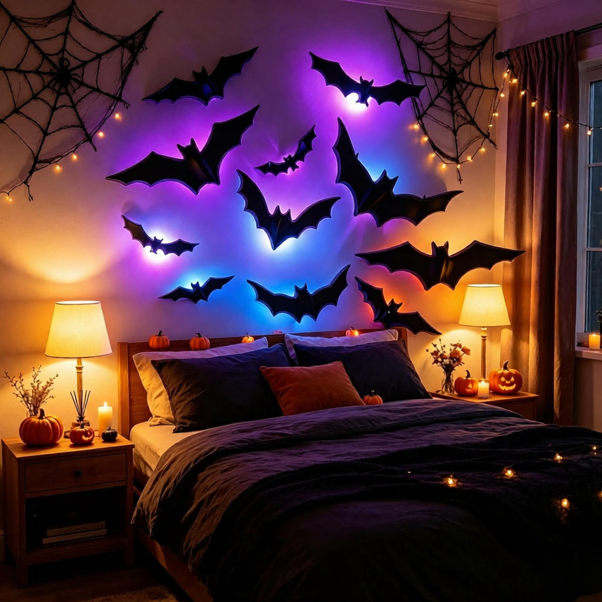 Qocolcyl 2 Pack Halloween Skeleton Lights Decorations, Halloween Candles Lamp Decoration Ornament Indoor Outdoor, Halloween Scary Decor for Home Room Table Outside Yard Lawn Garden Party Supplies