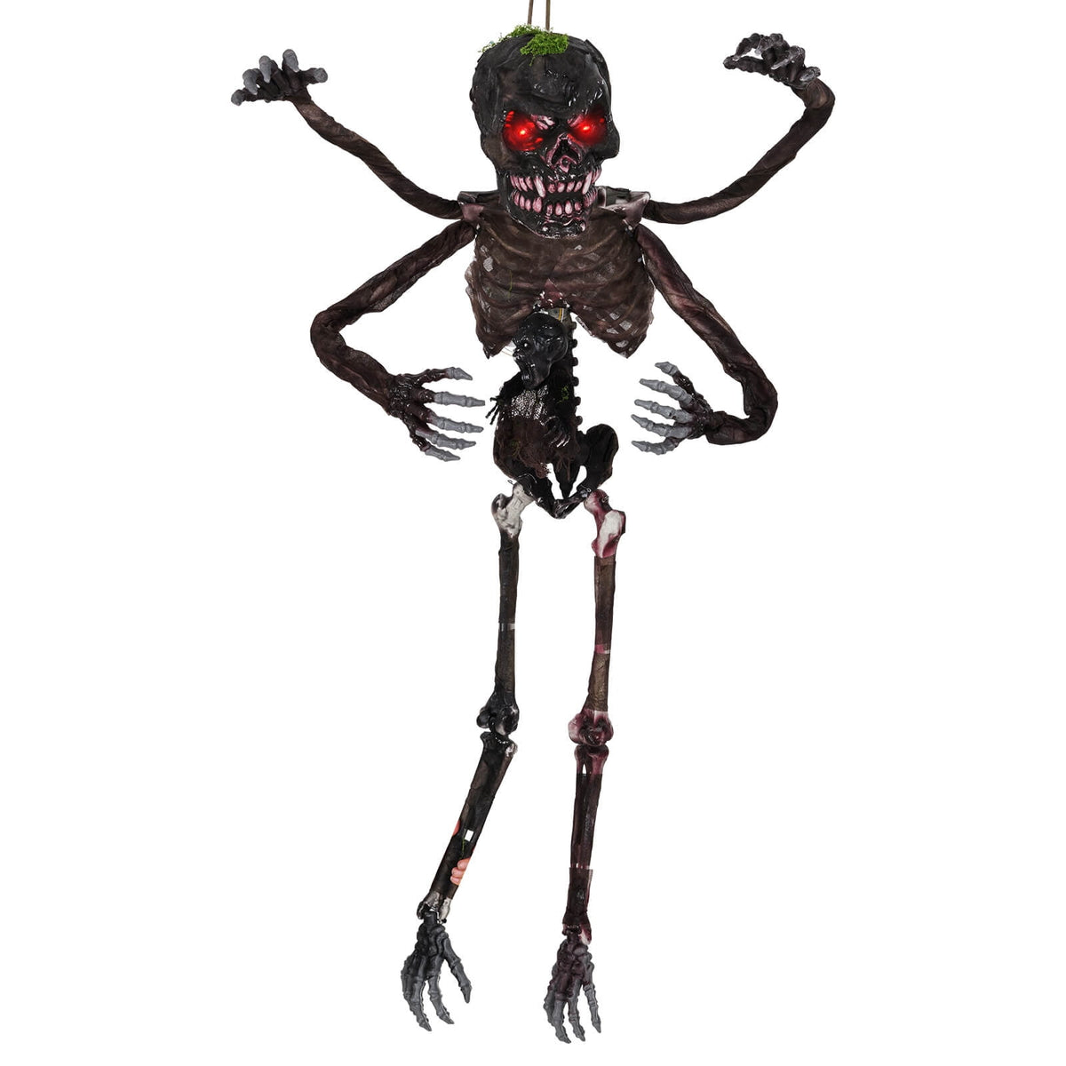 Costway 6 FT Animated Halloween Decoration Hanging Zombie Light-up Eyes Poseable Arms