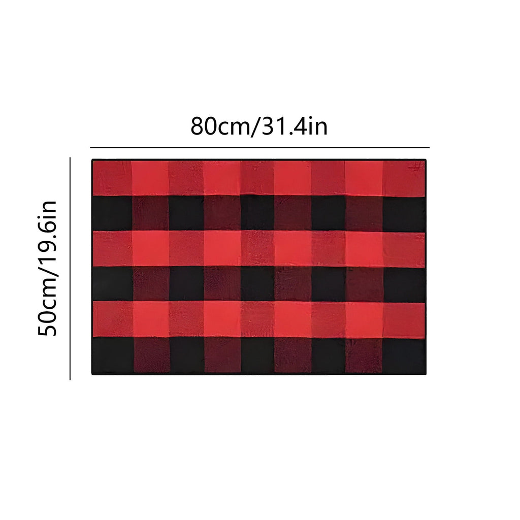 Guozer Fall Outdoor Rug Orange Plaid Outdoor Rug Cotton Hand-Woven Check Rug Layered Doormats For Front Door/Front Porch/Farmhouses/Entryway/Patio 23.6''x 35.4''