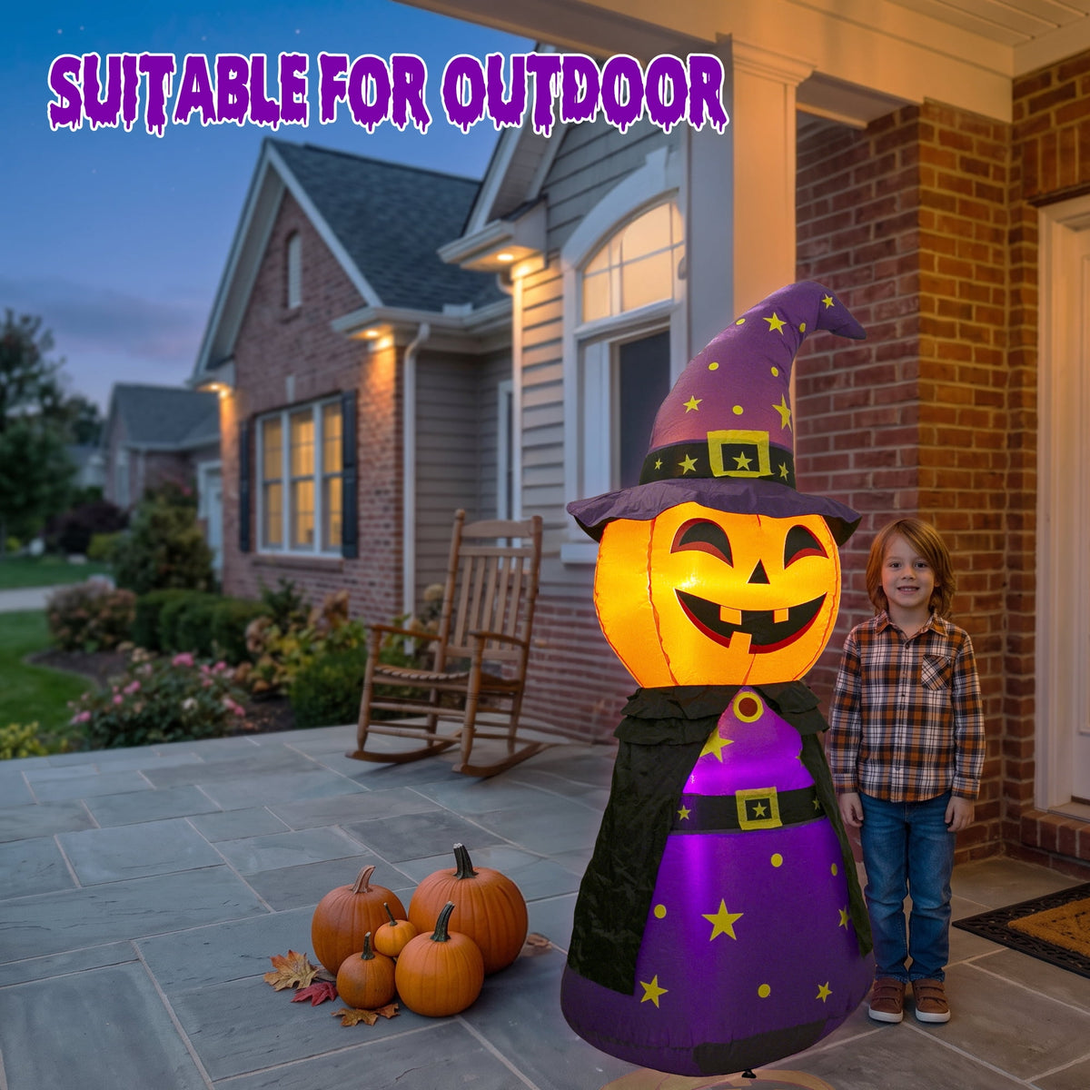 MAGOTAN 6 FT Halloween Inflatable Pumpkin Halloween Inflatable Pumpkins and Cat Outdoor Yard Decoration Build-in 7 LED White Lights