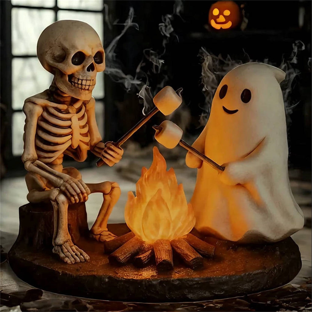 Ghost Bubble Bath LampHalloween Bathroom Decor Gifts Under 20 Bathtub Ghost & Dog Resin Figurine, Warm LED Halloween Tabletop Decor for Bathroom, Bedroom, Kids Room & Fall Home Accent