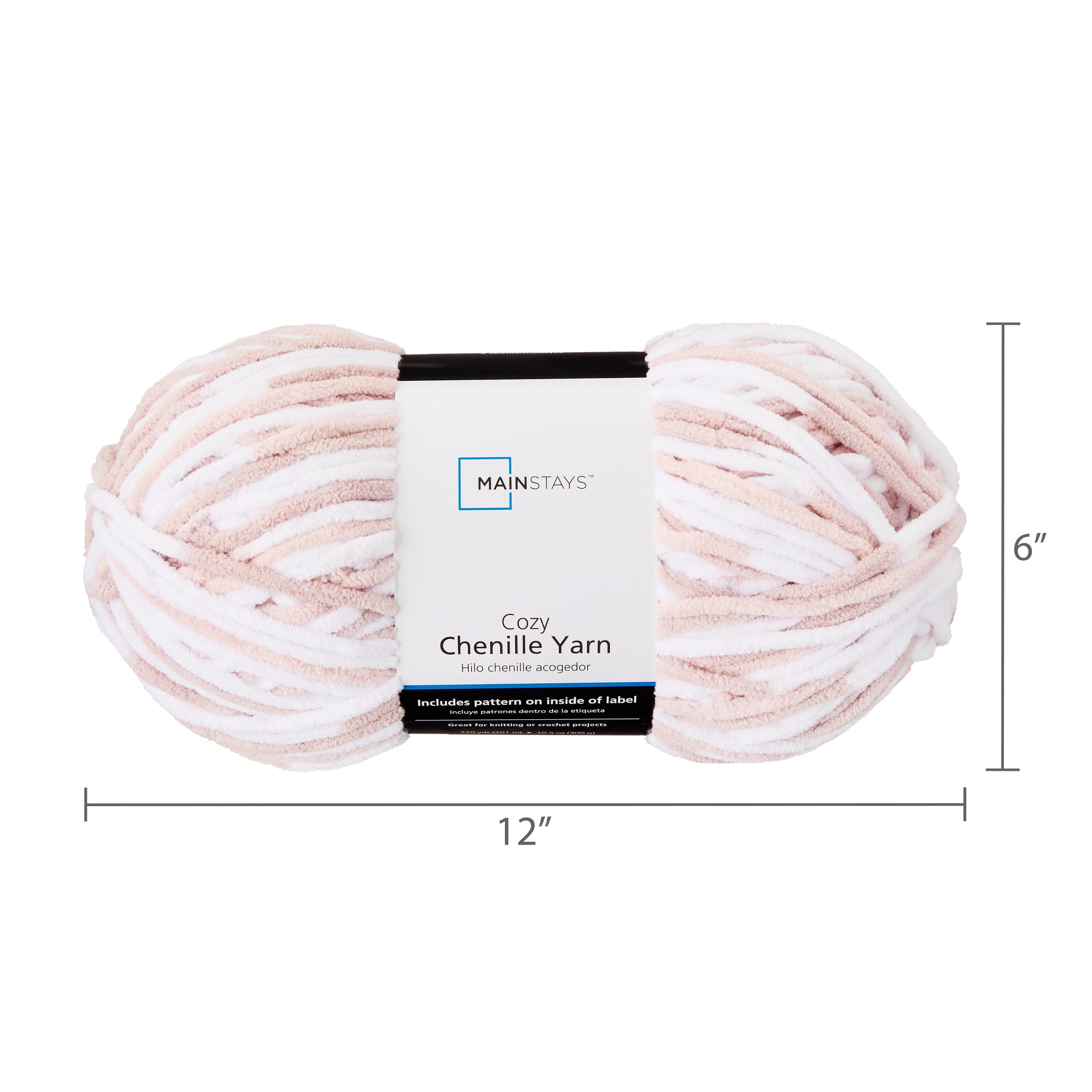 Mainstays Cozy Chenille Yarn, 220 yd, Arctic White, 100% Polyester, Bulky
