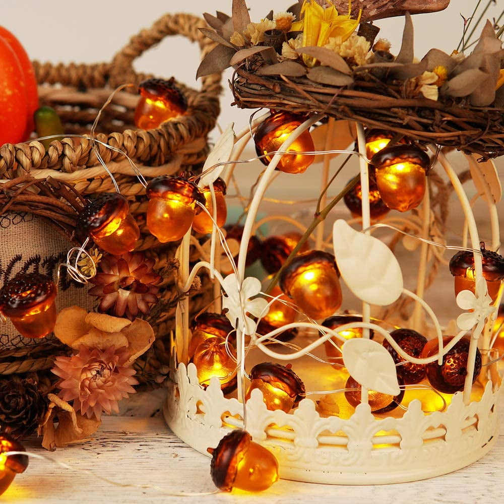 Morttic Halloween Lights 3D 10ft 30 LEDs Pumpkin String Lights Battery Powered Orange Lights for Halloween Party Indoor Fall Outdoor Harvest Thanksgiving Decorations