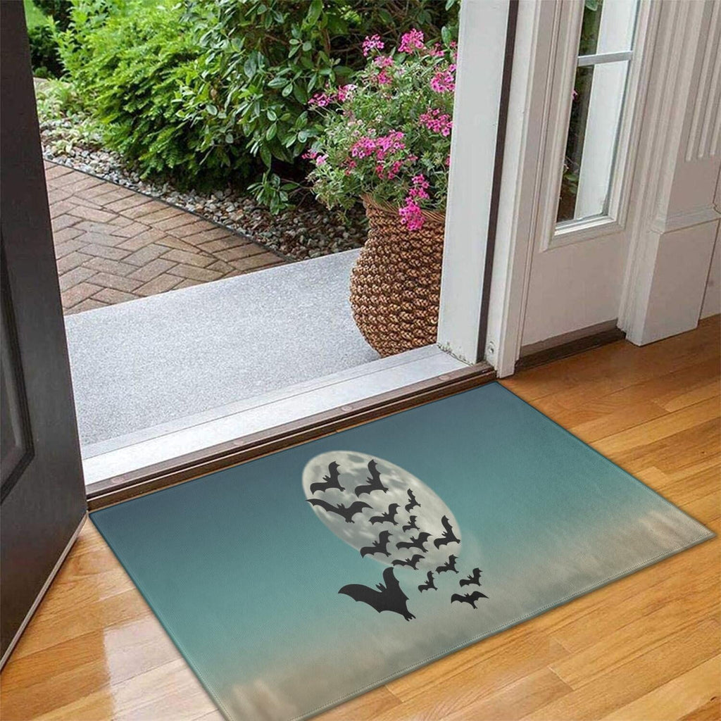 Happy Halloween Door Mat Decorations Spider Bat Doormat Plain the Indoor Door Mat/Outdoor Crystal Velvet 30x17 Inches
