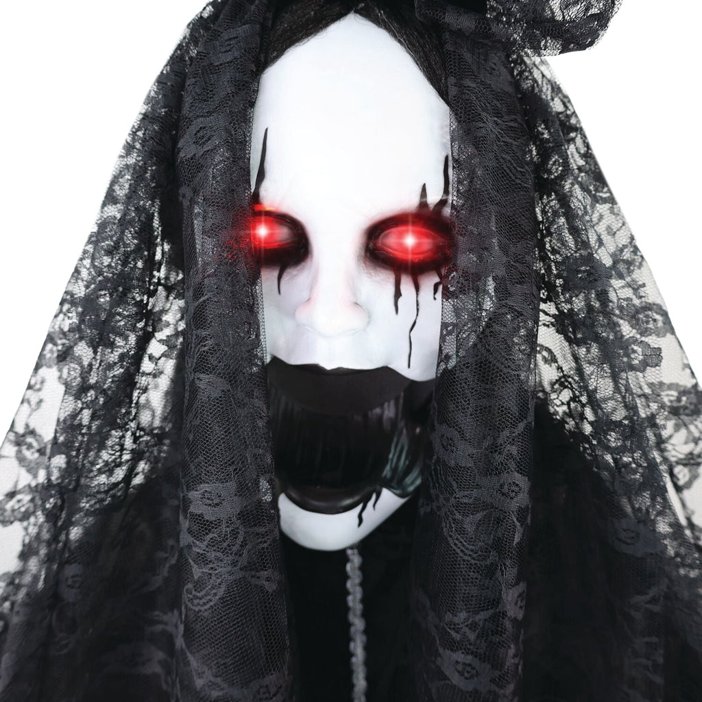 Haunted Hill Farm 6.5 Ft Life-Size Animatronic Bride Indoor/Outdoor Halloween Decoration, Multicolor, HHLADY-2FLSA