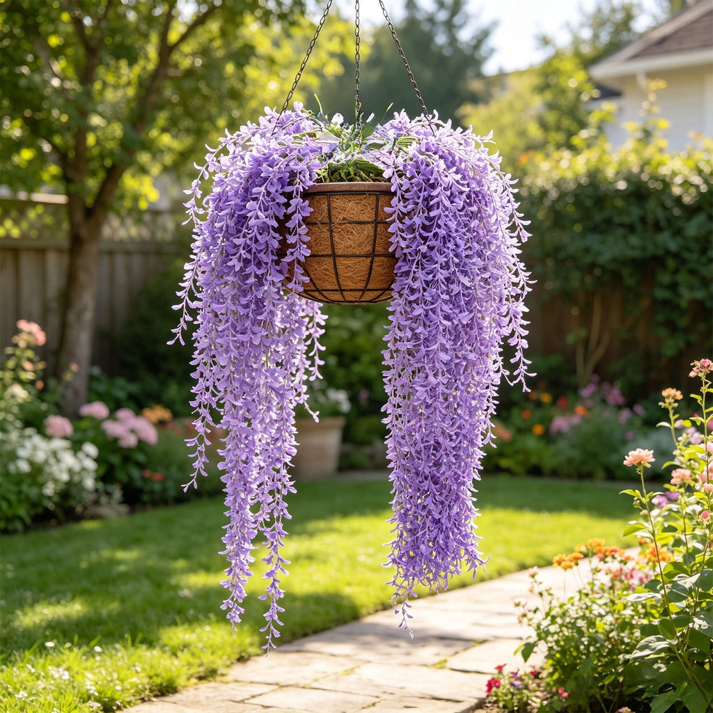 AZXY 5 Pack 37"Artificial Purple Wisteria Hanging Vines Halloween Decorations Indoor Outdoor,Halloween Party Decor,Yard Wall Porch Hanging Greenery Garland Halloween Decor Supplies for Holiday Layout