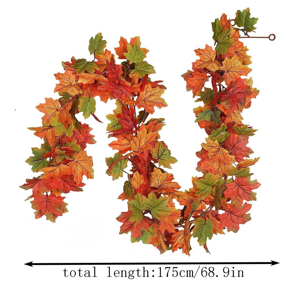 WKSCLPAI Halloween Maple Leaf Garland, Fall Vine Wreaths for Autumn Festivities Decor,Seasonal Garlands for Home,Halloween & Fall Decorations