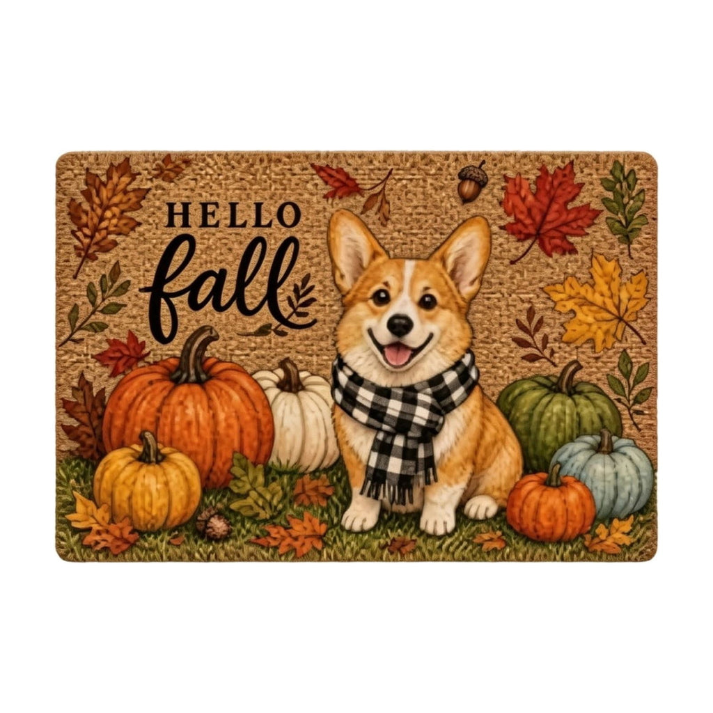 Fall Thanksgiving Welcome Doormat with Pumpkin Maple Leaf Design 15.75 x 23.62 Inch Crystal Velvet Seasonal Rug for Entryway Kitchen Home Decor