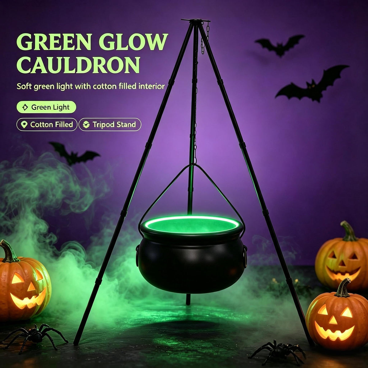 Muecwrye Halloween Decorations Outdoor, Halloween Clearance! Halloween Witches Cauldron on Tripod with Lights, DIY Bubbling Cauldron Set Decor for Home Porch Outside, Halloween Party Supplies