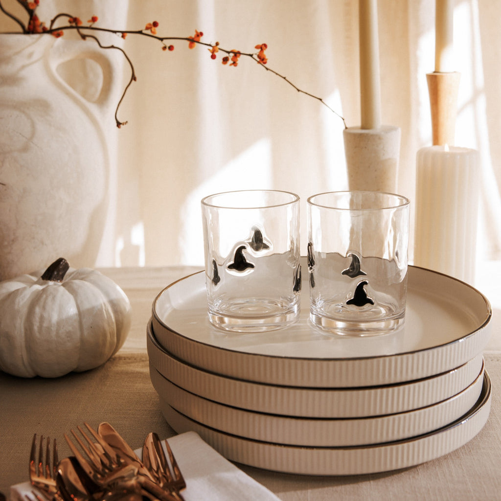 Thyme & Table 12 fl oz White Pumpkin Charm Glass Set, Pack of 2