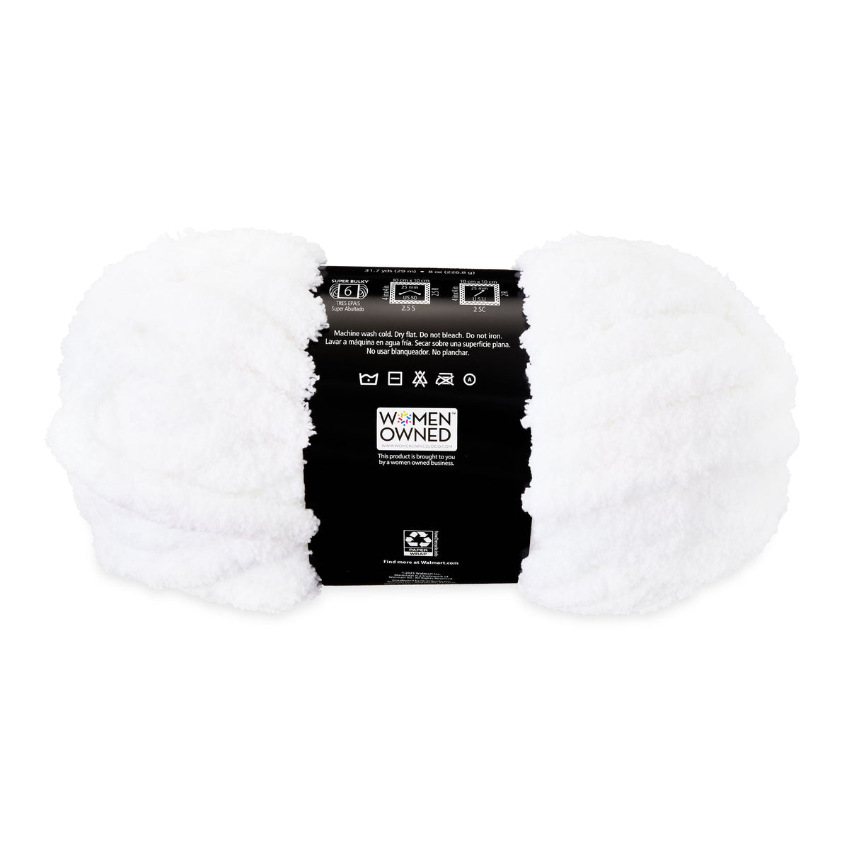 Mainstays Chunky Chenille Yarn, 31.7 yd, Ivory, 100% Polyester, Super Bulky