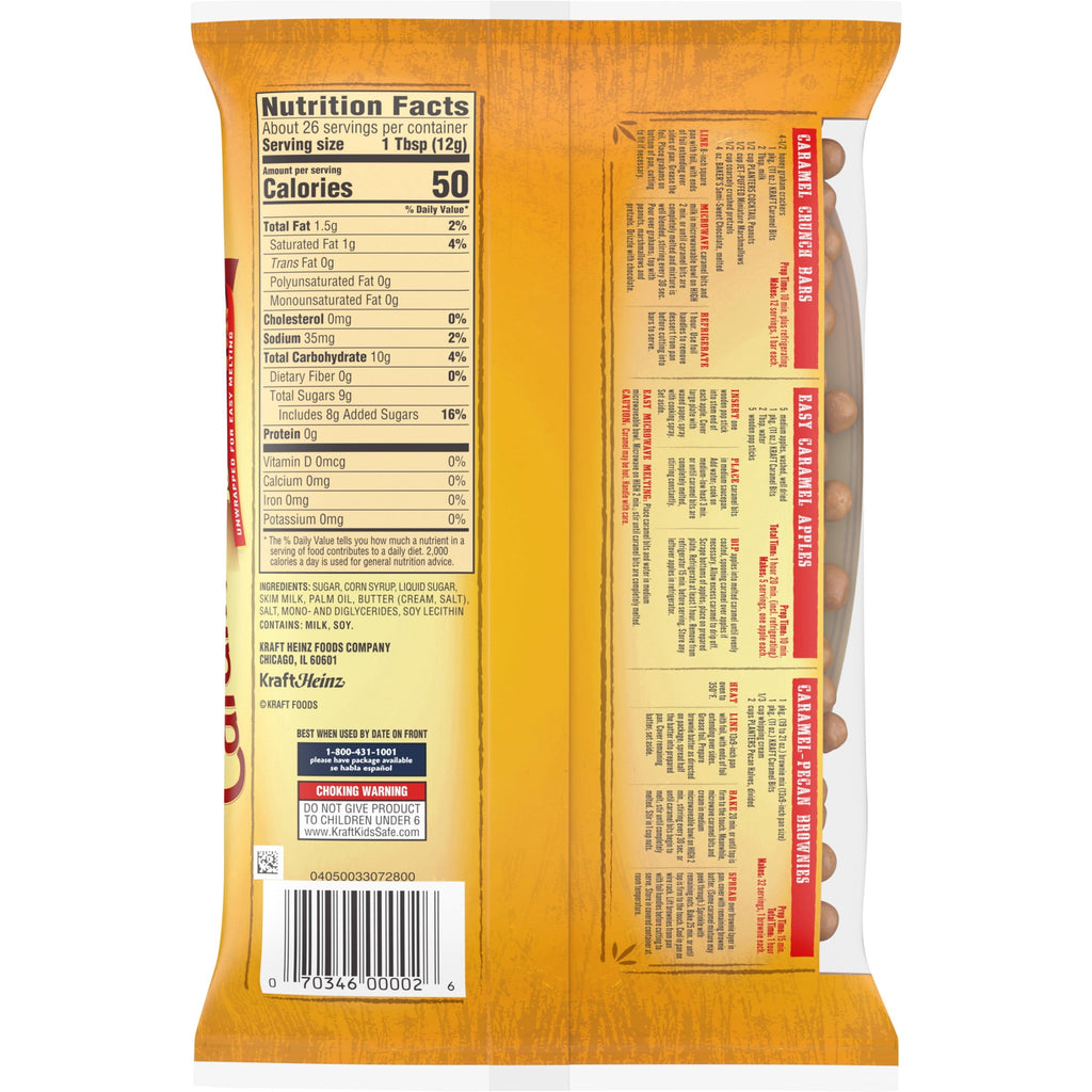 Kraft America's Classic Unwrapped Candy Caramel Bits for Easy Melting, 11 oz Bag