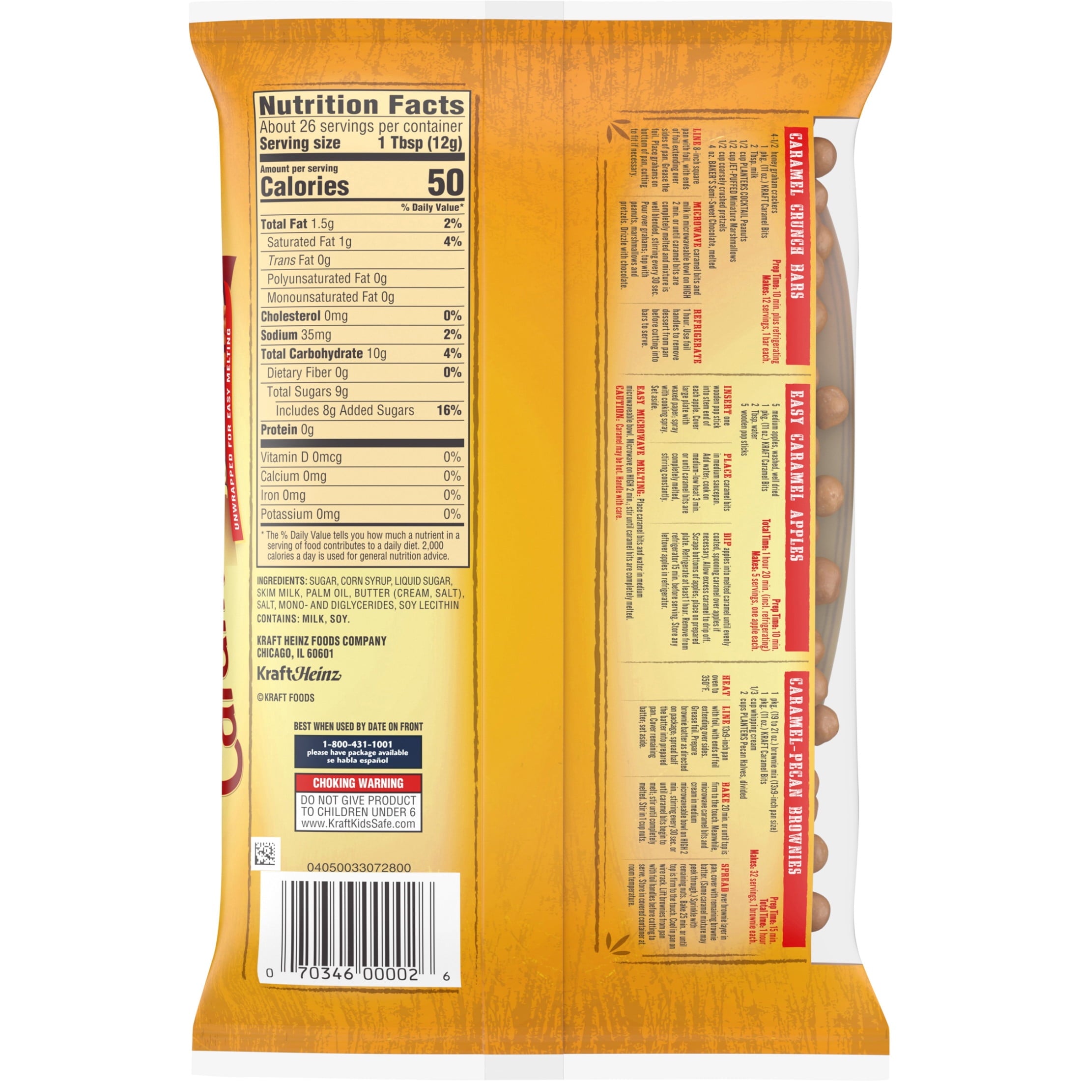 Kraft America's Classic Unwrapped Candy Caramel Bits for Easy Melting, 11 oz Bag