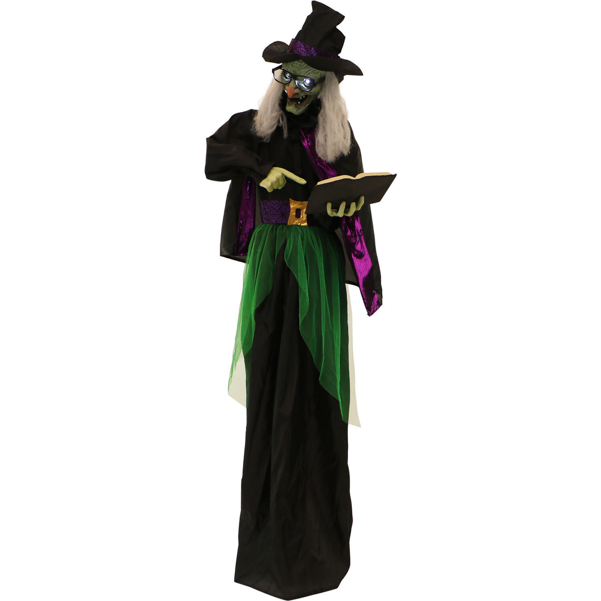 Haunted Hill Farm Life Size 5.6 ft Animatronic Witch, Indoor/Outdoor Halloween Decoration