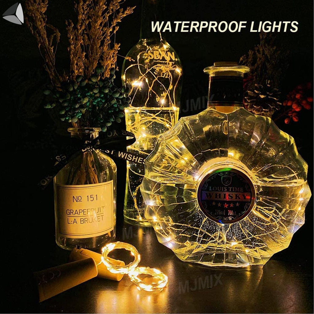 PULLIMORE Wine Bottle Lights with Cork Colorful, 15 LEDs Fairy Lights Battery Operated String Lights for Xmas Party Decor(Warm White, 2.46ft)