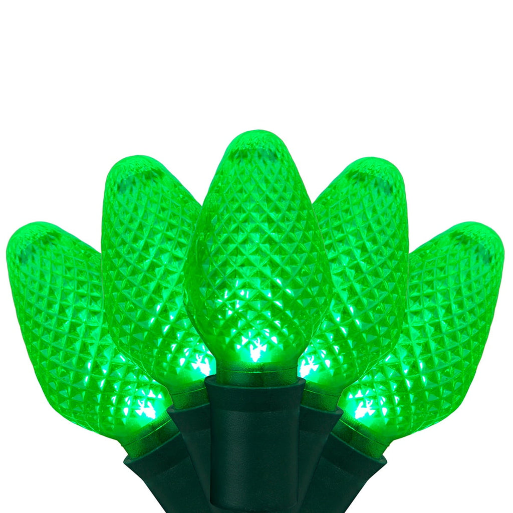 Wintergreen Lighting 25ct C7 LED Multi-Color Christmas Lights, 8" Spacing – Green Wire