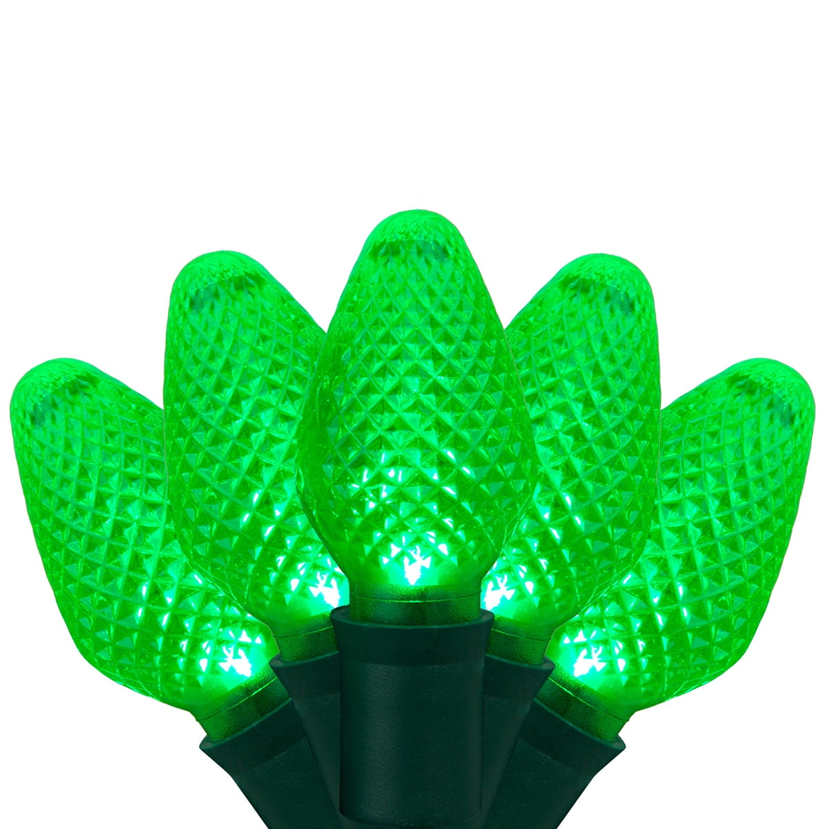 Wintergreen Lighting 25ct C7 LED Multi-Color Christmas Lights, 8" Spacing – Green Wire