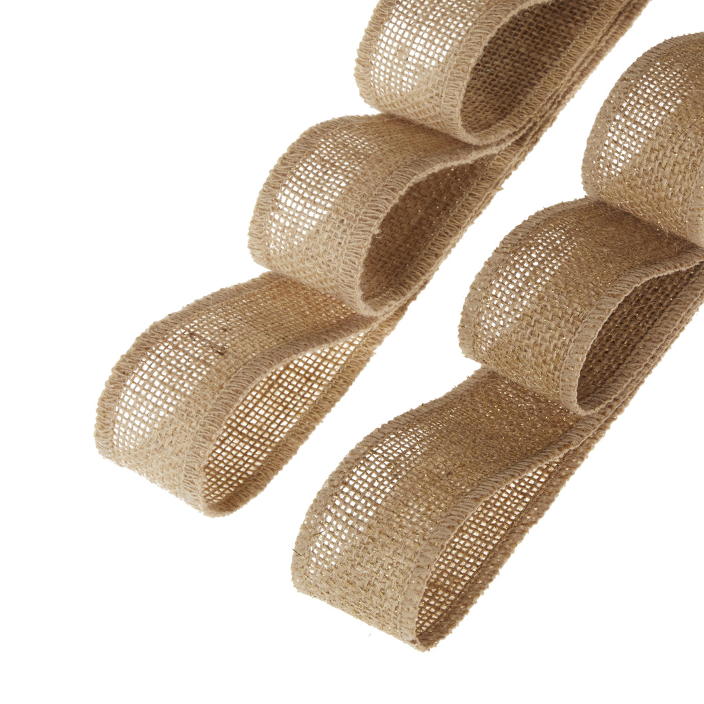 Love, Laugh, Craft Burlap Ribbon Set, 1.5"W x 3-Yds, Natural/White Stripe