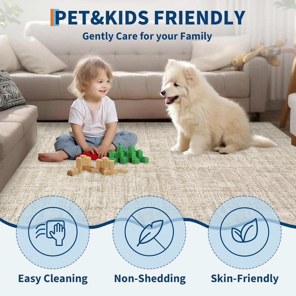 Modern Runner Rugs 2x6 Narrow Solid Color Hallway Rugs, Non-Shedding Low Pile Accent Carpet, Foldable Ultra-Thin Indoor Floor Cover for Laundry Room, Bedroom, Kitchen, Beige Brown
