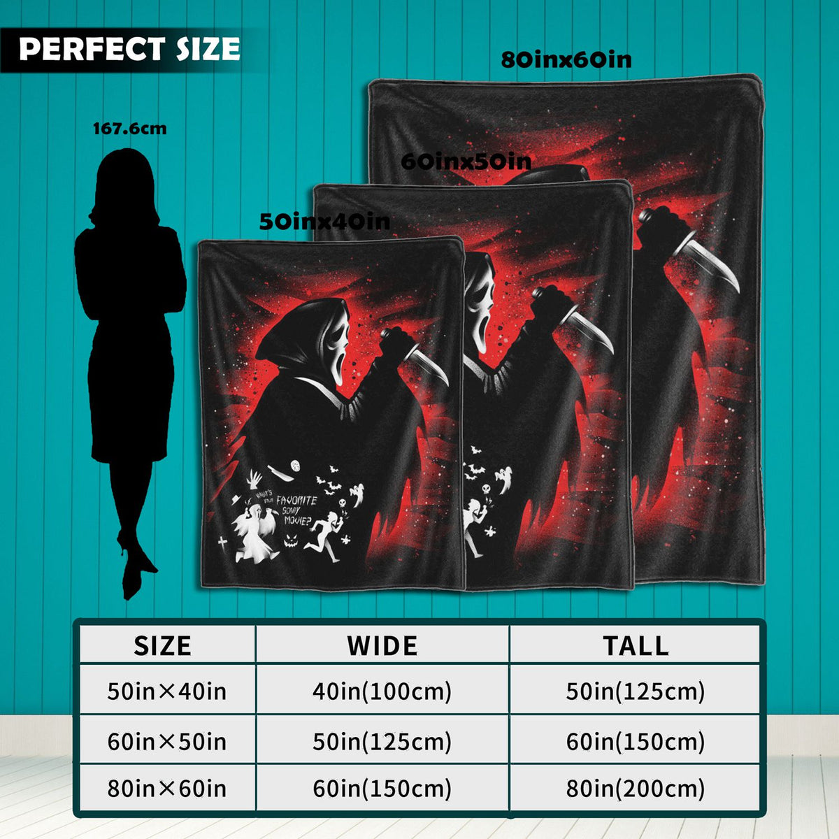 Jbralid This is My Horror Movie Watching Blanket, Horror Movie Blanket, Halloween Blanket, Scary Movie Blanket, Horror Blanket Gifts for Halloween 40x50 in
