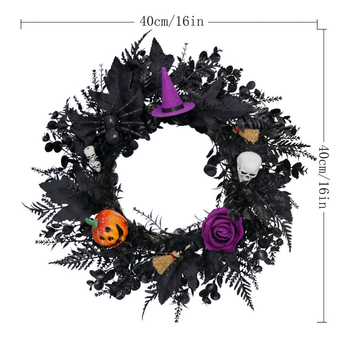 Boovnll Halloween Wreath, 18" Horror & Novelty Handmade Black Twig Glitter Bats Halloween Wreaths for Front Door Fireplace Wall Porch Party Decor, Halloween Decorations