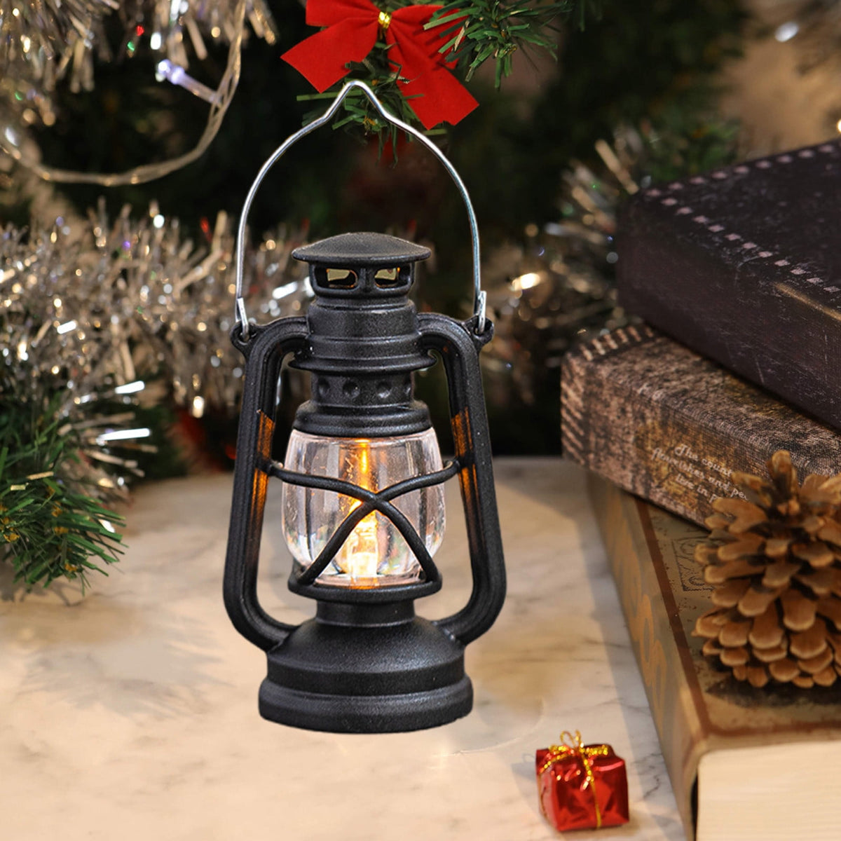 Djiypn Mini Lanterns 2Pack LED Small Lanterns Decorative Indoor Outdoor Hanging Lantern Decorative Candle Light Farmhouse Decor for Weddings Western Camping Party Halloween Christmas Decorations