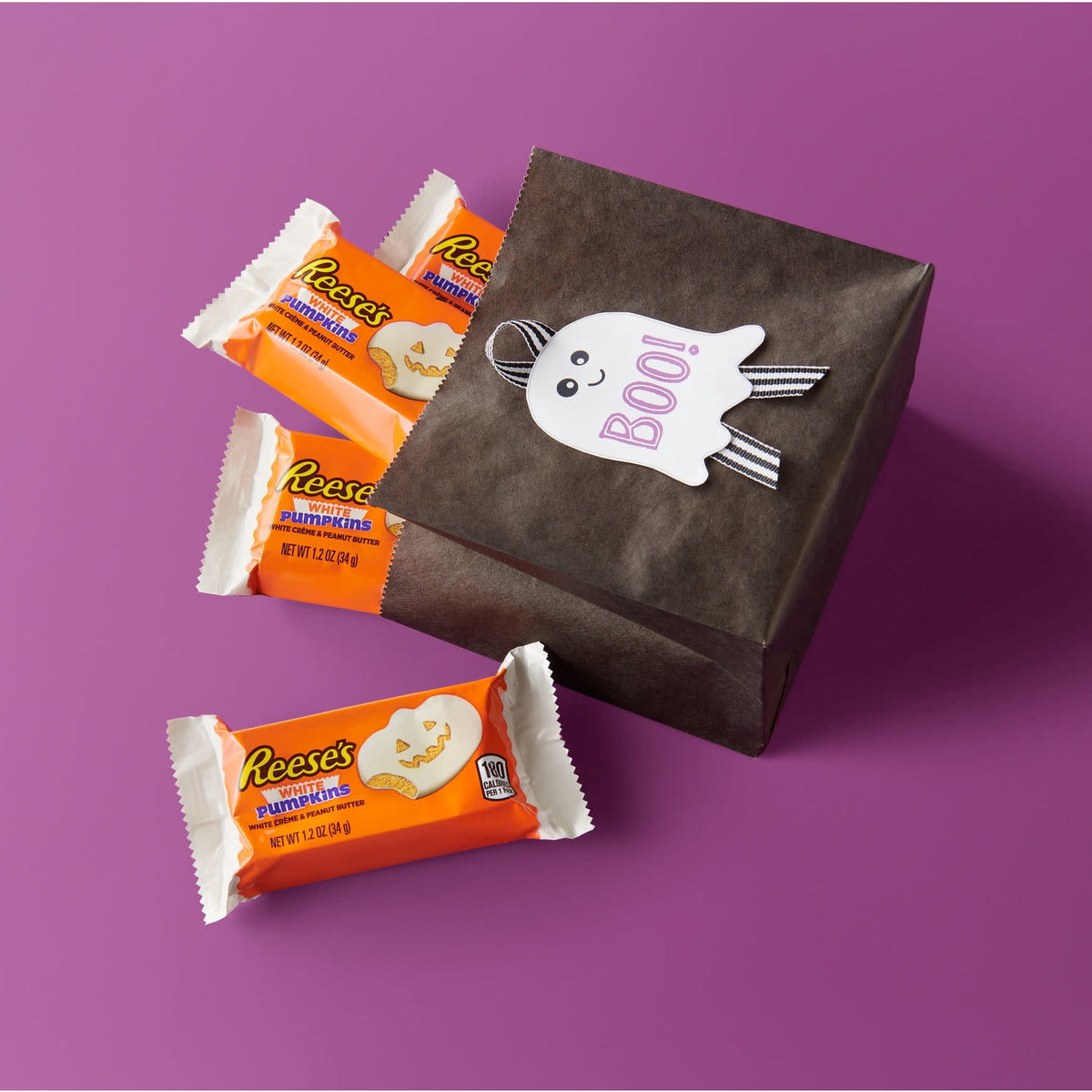 Reese's White Creme Peanut Butter Pumpkins Halloween Candy, Packs 1.2 oz, 6 Count