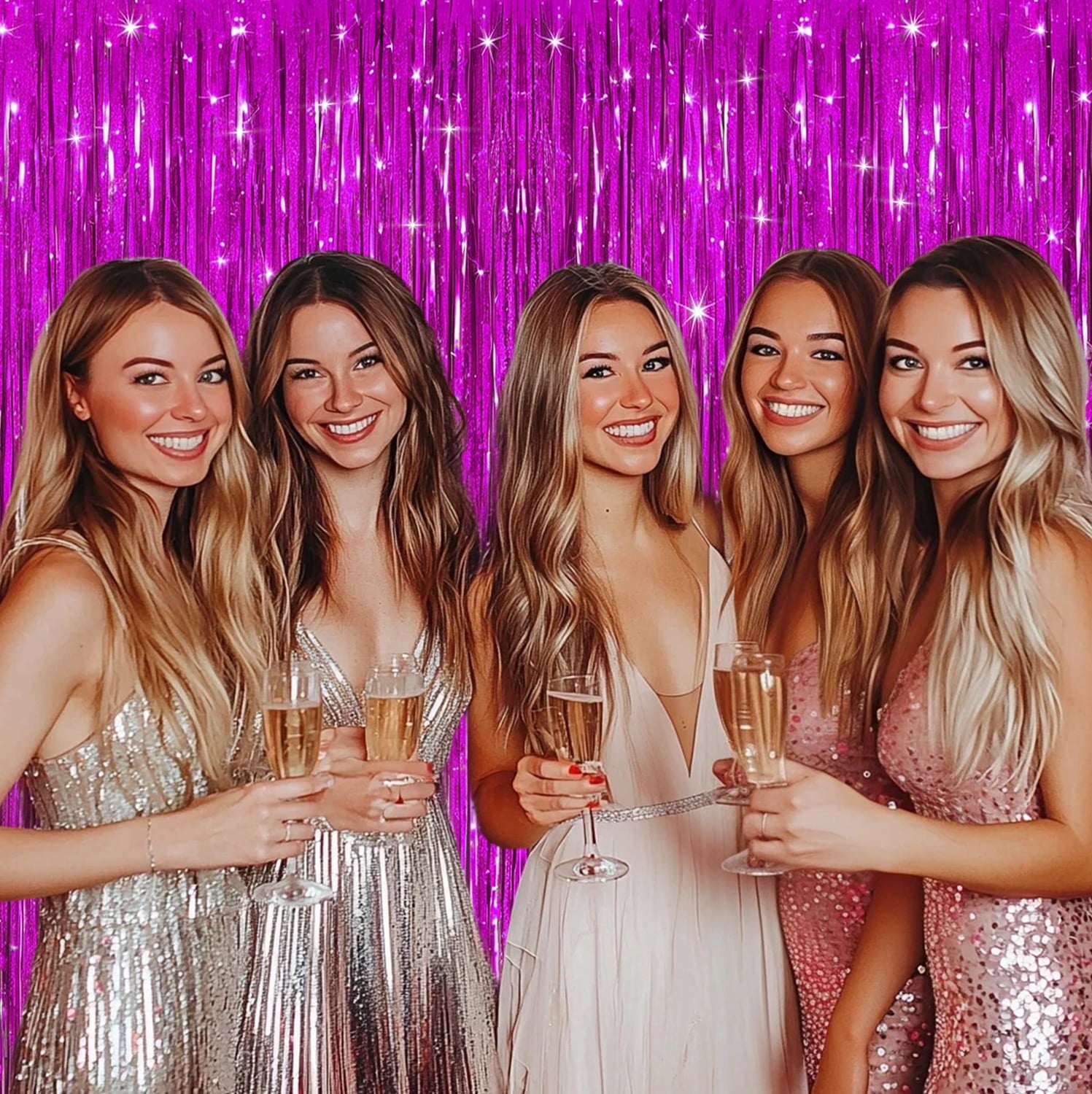 Sm:)e 2-Pack Light Bright Silver Foil Fringe Curtains for Events - Birthday, Wedding, Graduation, Christmas, Baby Shower, various festivals Decor Photo Booth Fun!