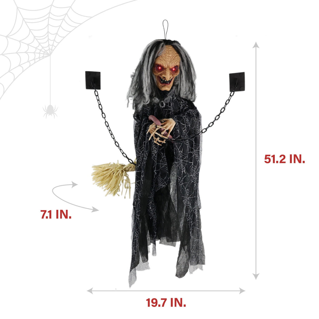 Haunted Hill Farm 5.75 ft Animatronic Witch Indoor/Covered Outdoor Halloween Decoration, HHWITCH-20FLSA