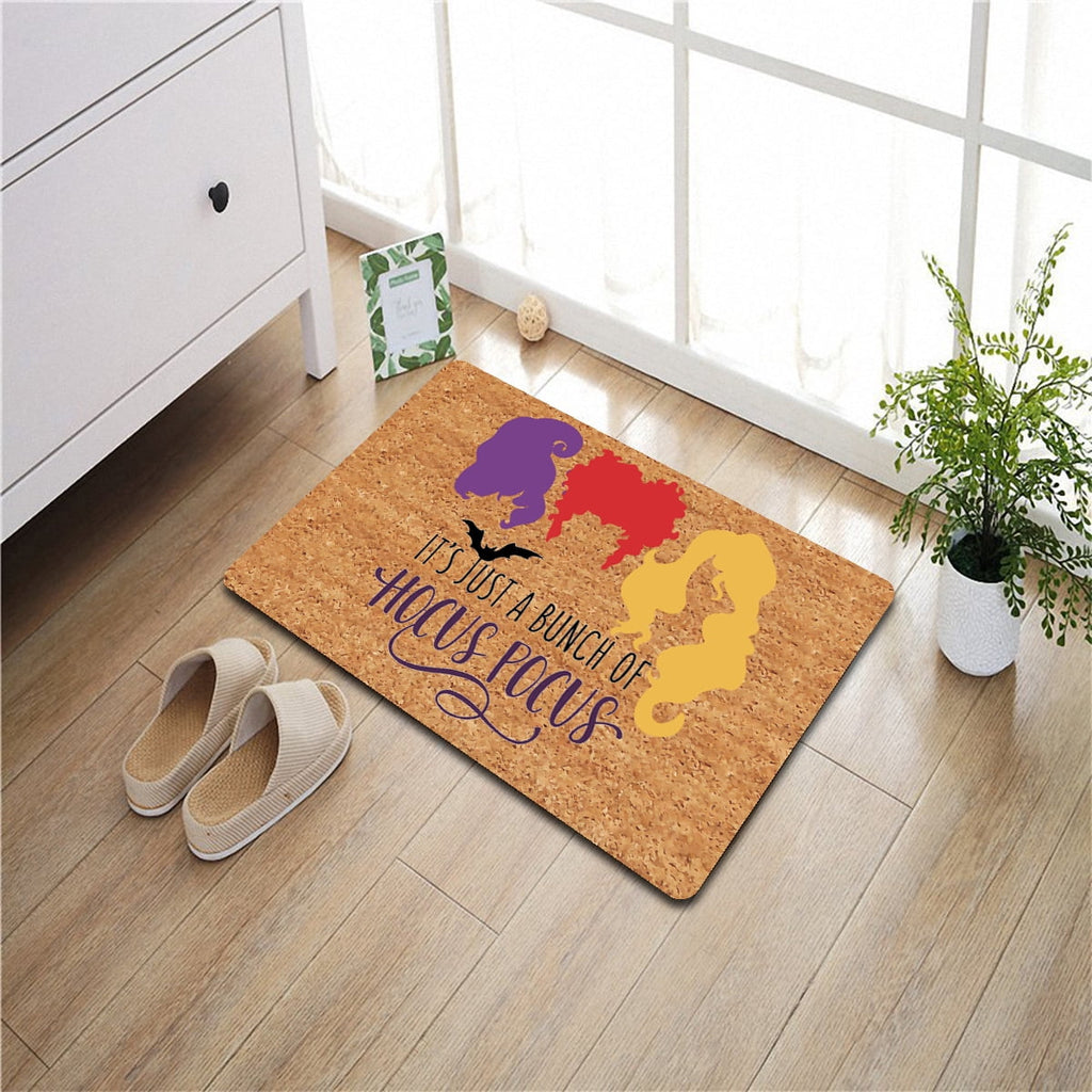 Funny Welcome Doormat for Entrance Way Monogra Mat 23.7"(L) x 15.9"(W) It's Just A Bunch of Hocus Pocus Halloween Doormat for Entrance Way Novelty Indoor Decor Mats No Slip Kitchen Rugs and Mats